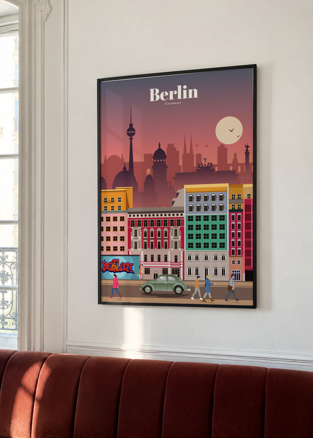 Travel to Berlin - Framed poster in an interior