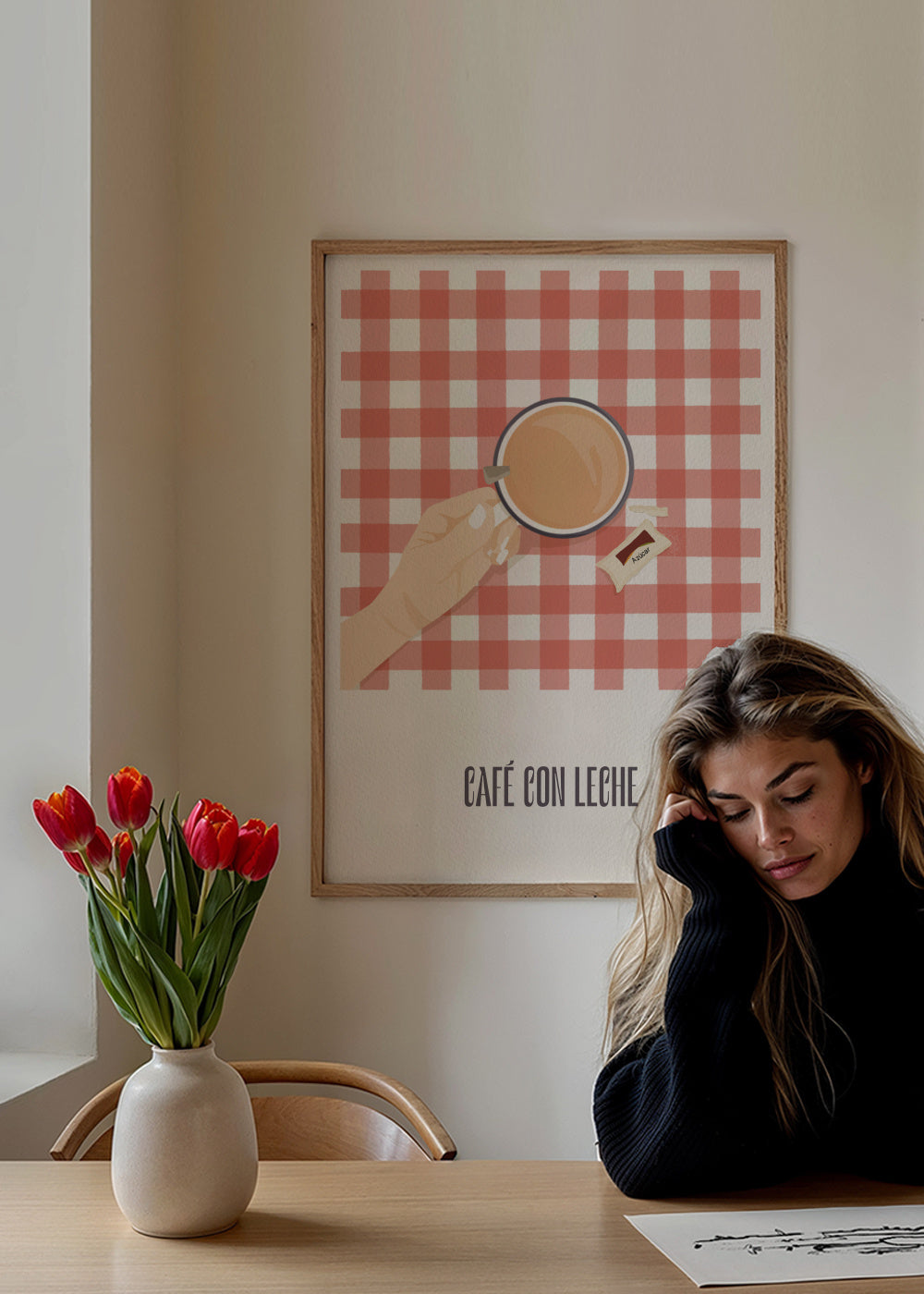Café con leche - Framed poster in an interior