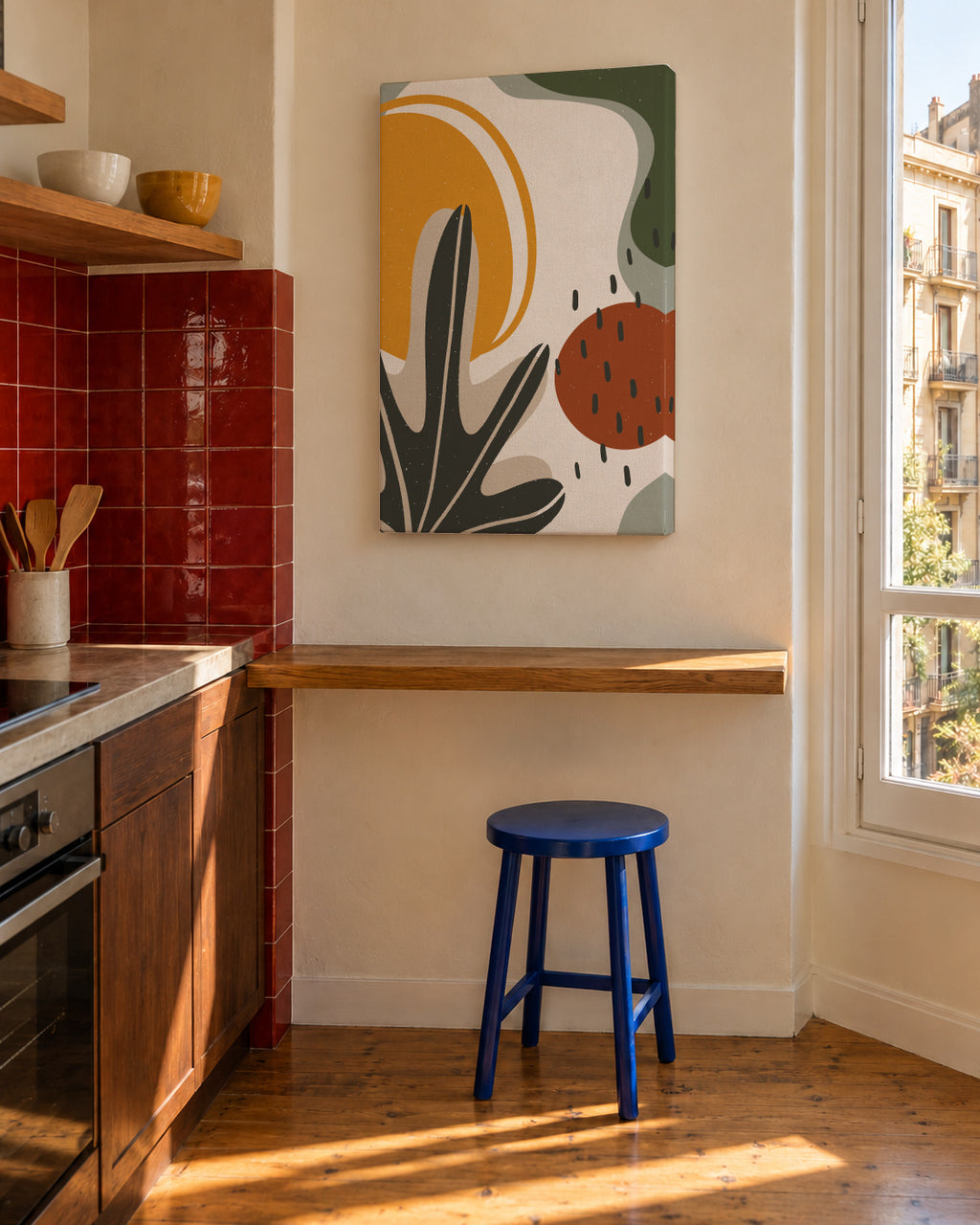 Abstract Botany2 - Unframed canvas in an interior