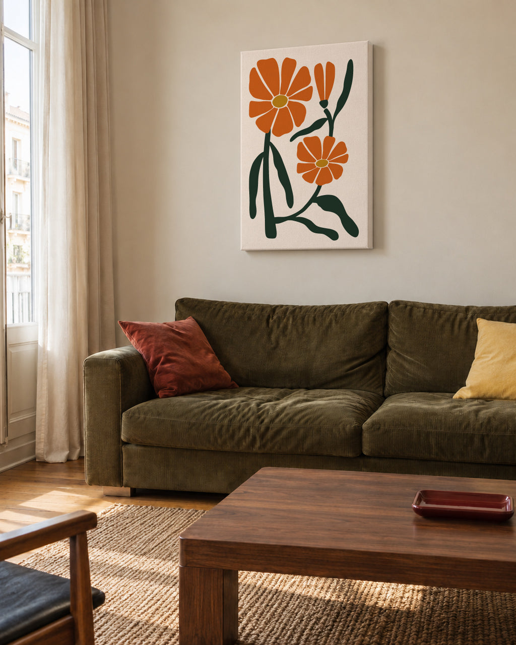 Abstract Flower - Unframed canvas in an interior