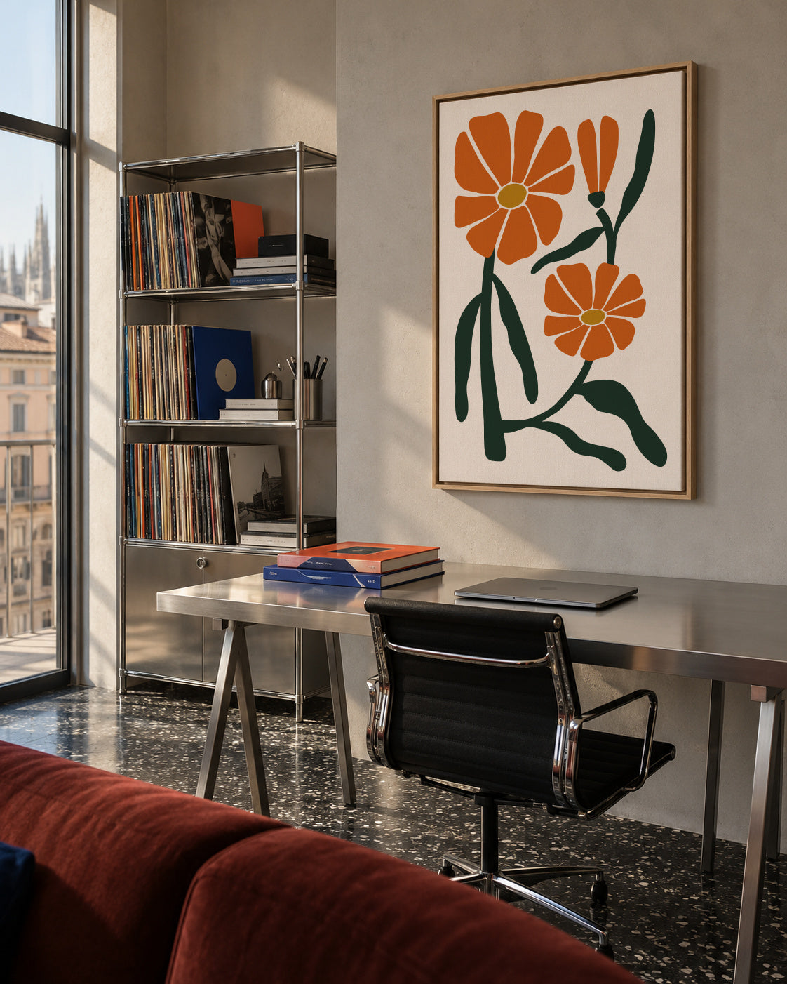 Abstract Flower - Framed canvas in an interior