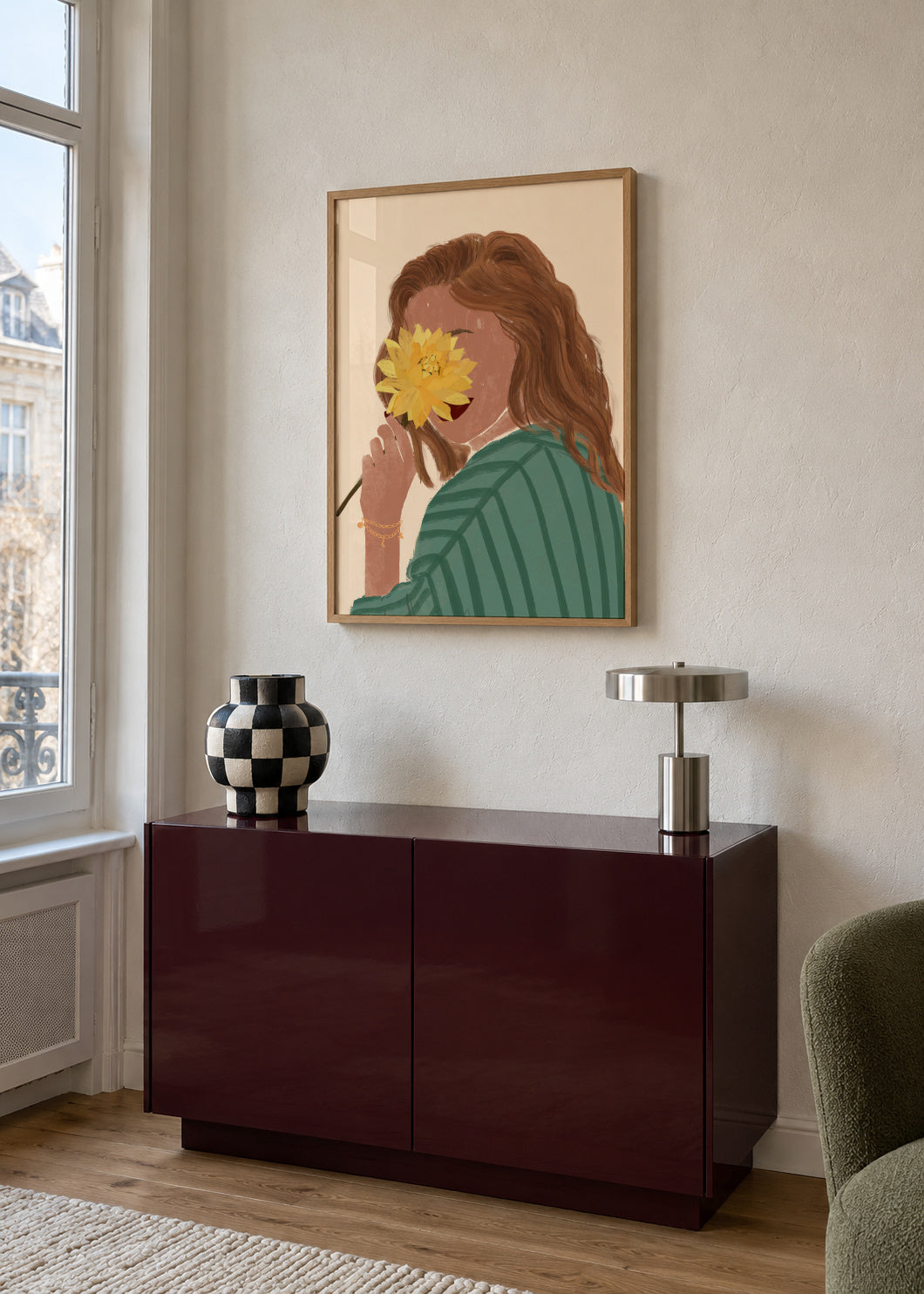 Flower Love Woman Portrait - Framed poster in an interior