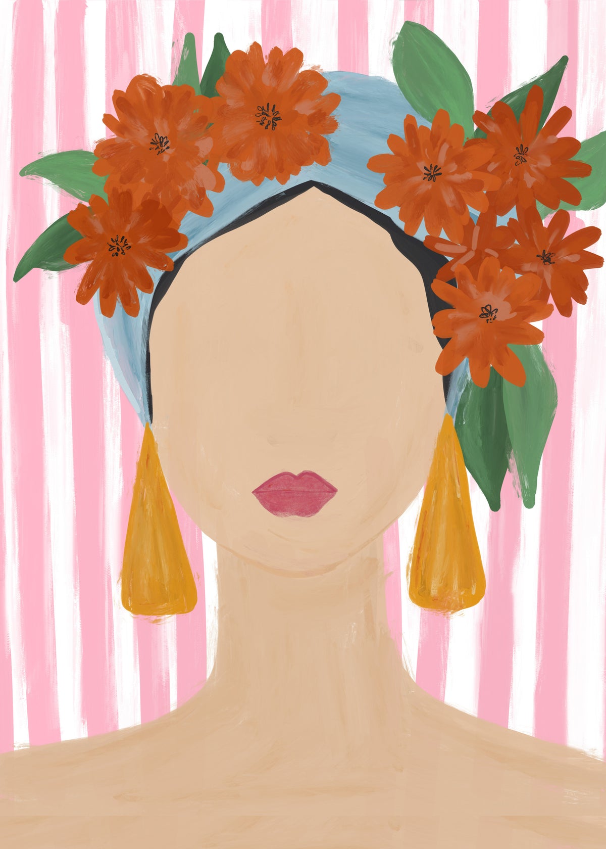 Frida Vibes Woman Portrait - Unframed art print