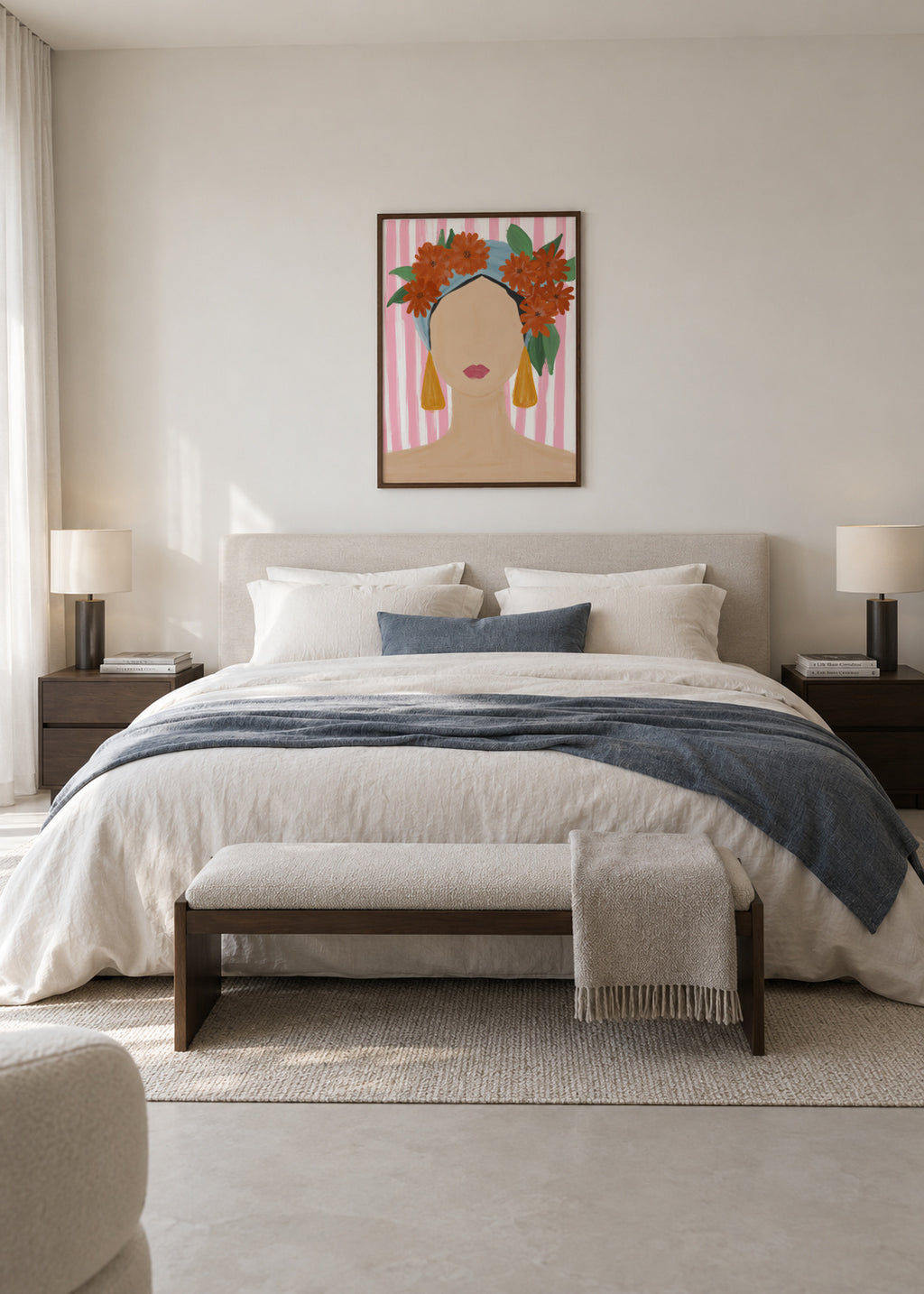 Frida Vibes Woman Portrait - Framed poster in an interior