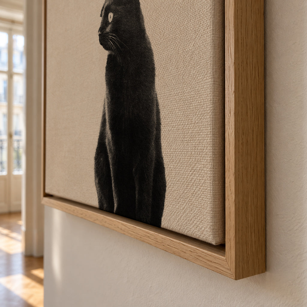 Black Cat - Framed canvas detail