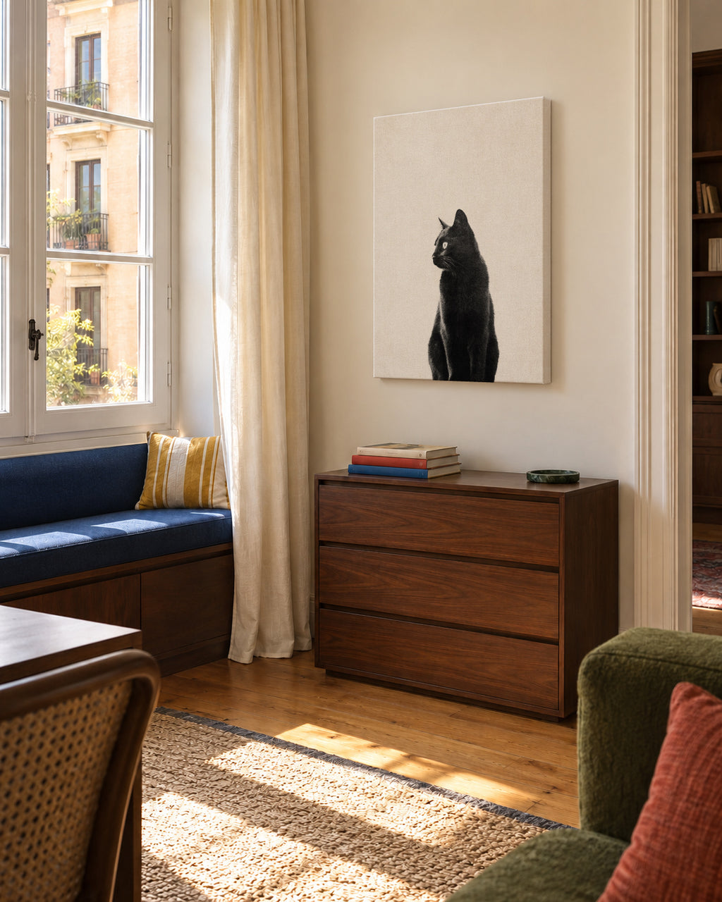 Black Cat - Unframed canvas in an interior