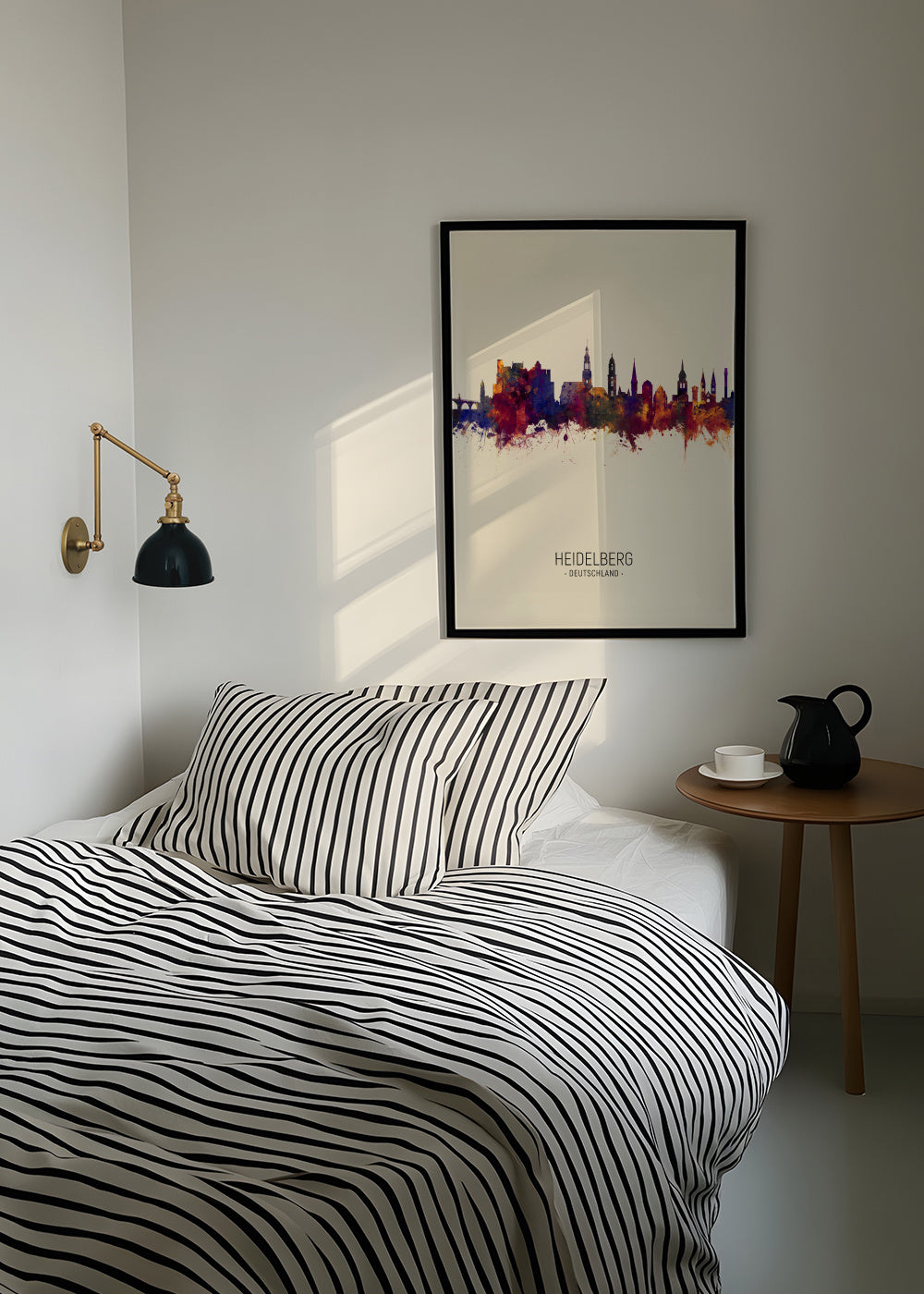 Heidelberg Skyline beige - Framed poster in an interior