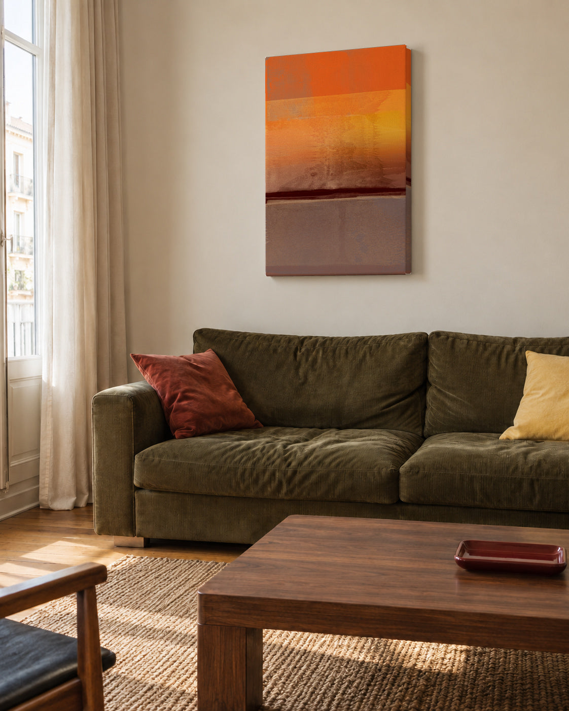 Organic Stack In Orange Brown 2 - Unframed canvas in an interior