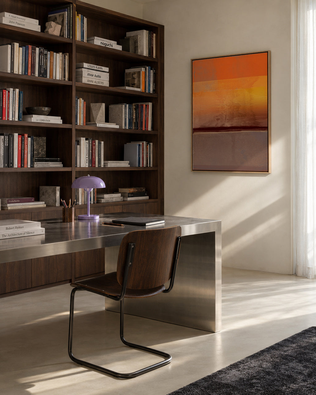 Organic Stack In Orange Brown 2 - Framed canvas in an interior