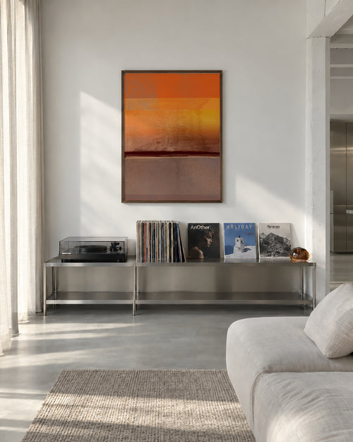 Organic Stack In Orange Brown 2 - Framed poster in an interior