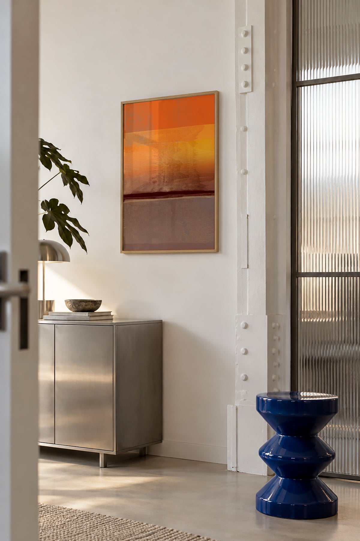 Organic Stack In Orange Brown 2 - Framed poster in an interior
