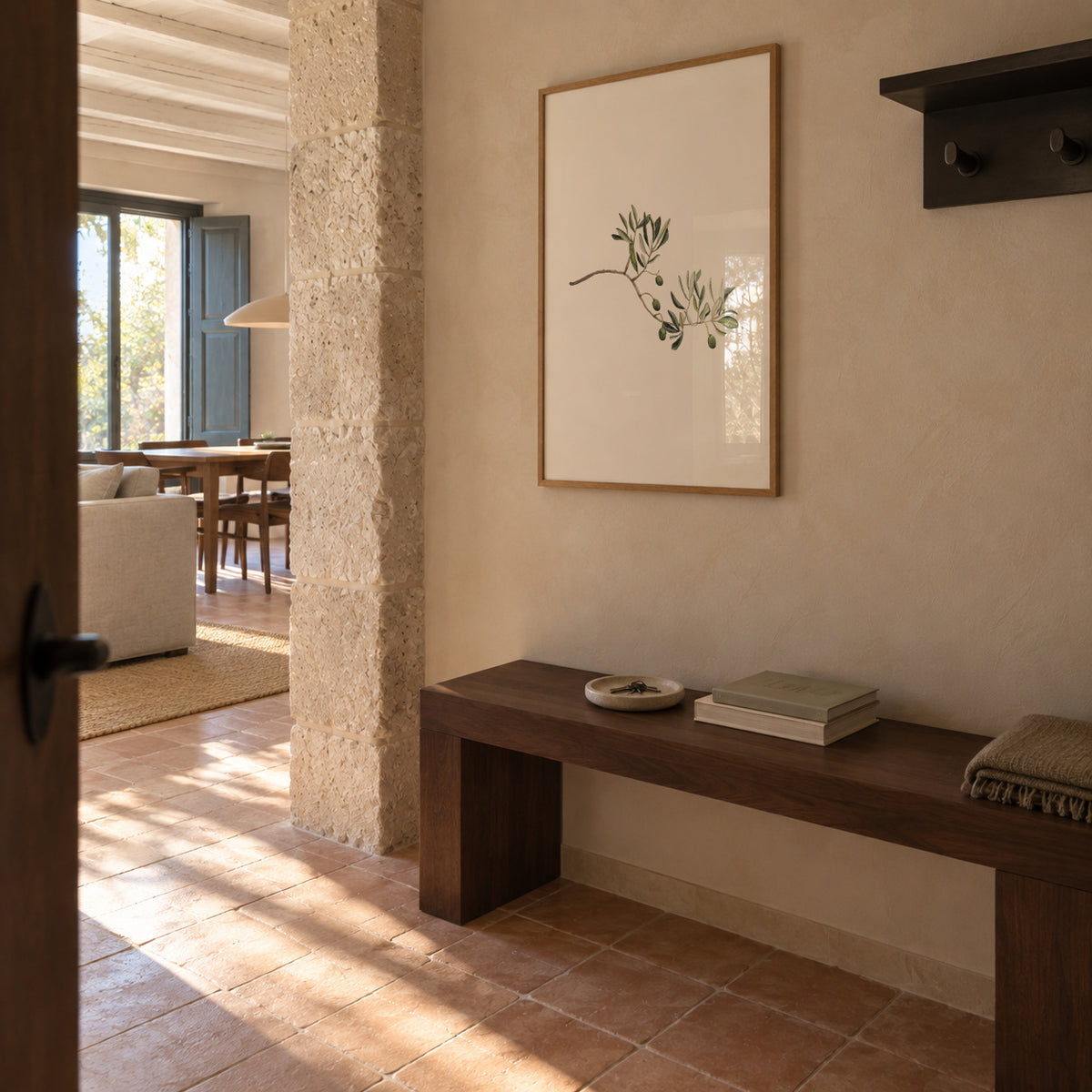 Green Olive Branch - Framed poster in an interior