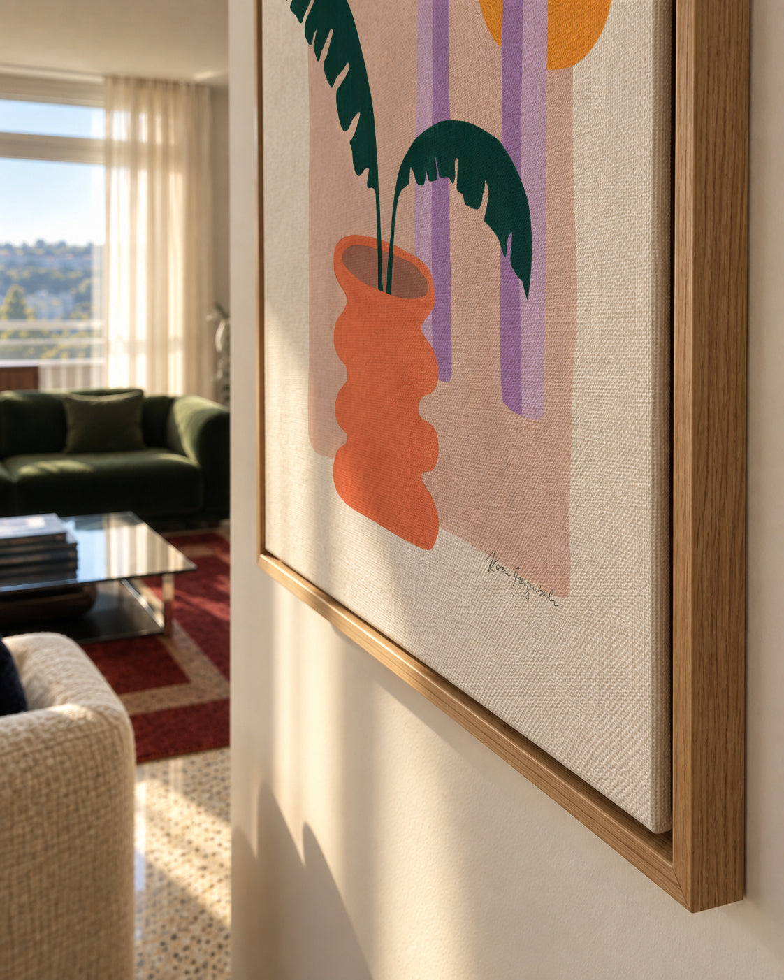 Banana & Sunshine - Framed canvas detail