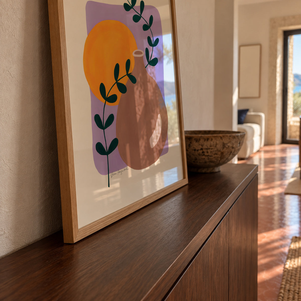 Branch & Sunshine - Framed poster in an interior