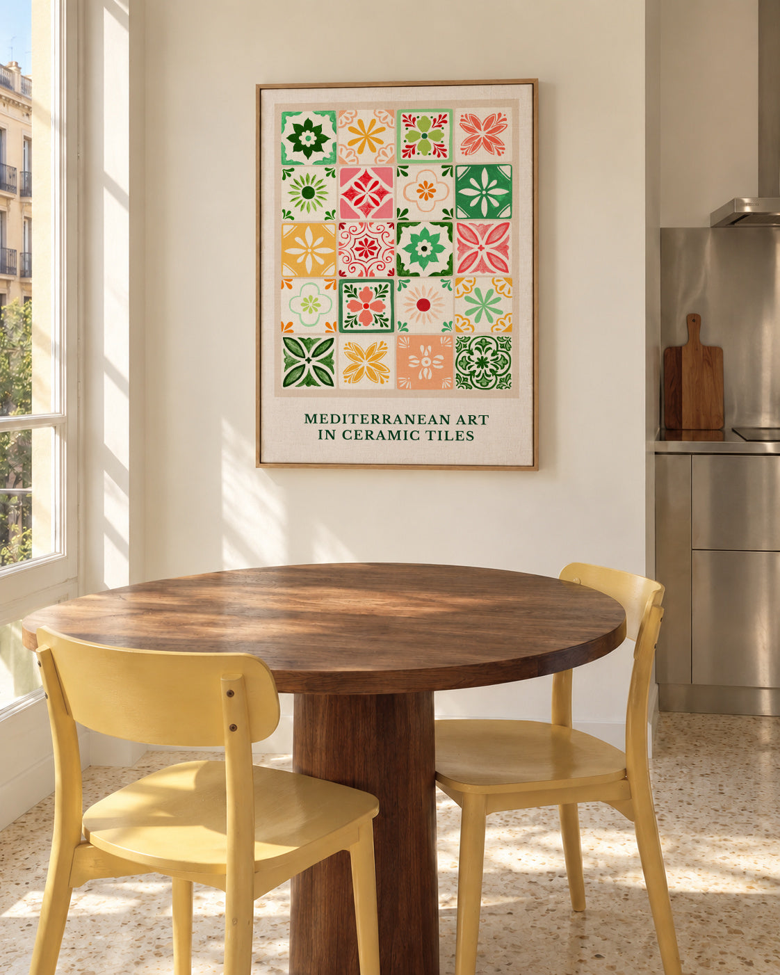 Mediterranean Tiles - Framed canvas in an interior