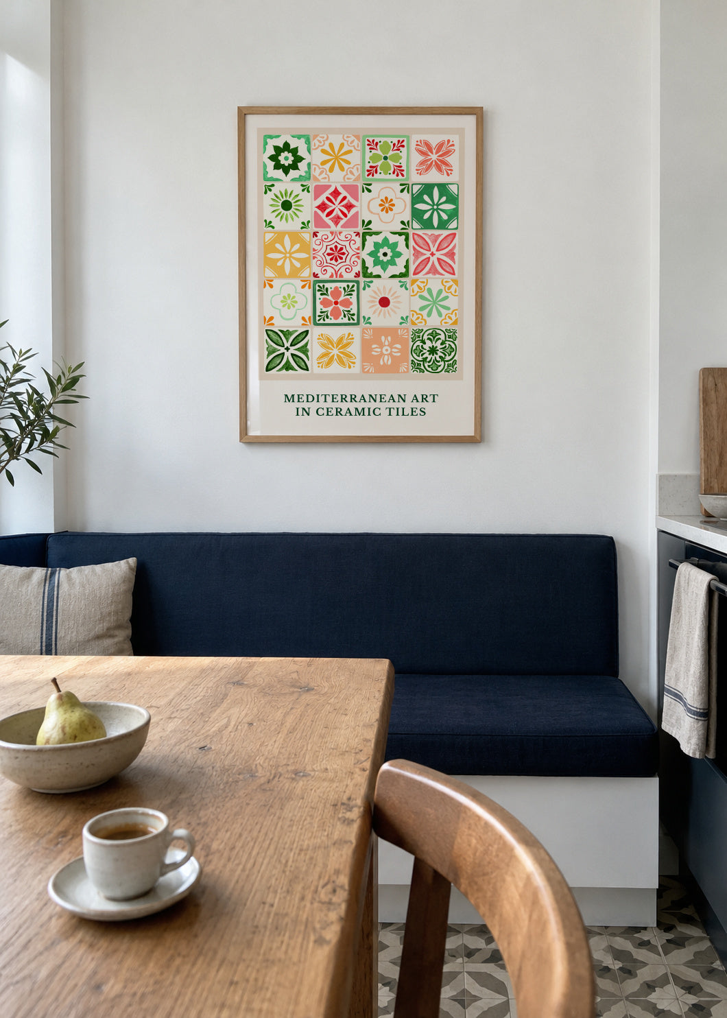 Mediterranean Tiles - Framed poster in an interior
