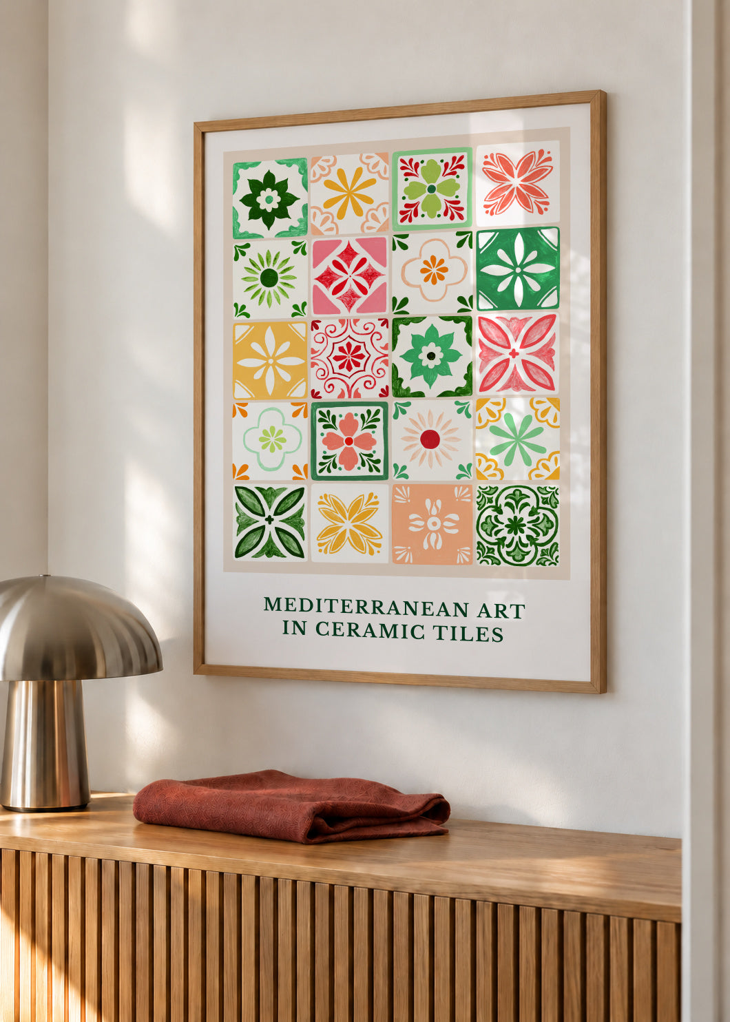 Mediterranean Tiles - Framed poster in an interior