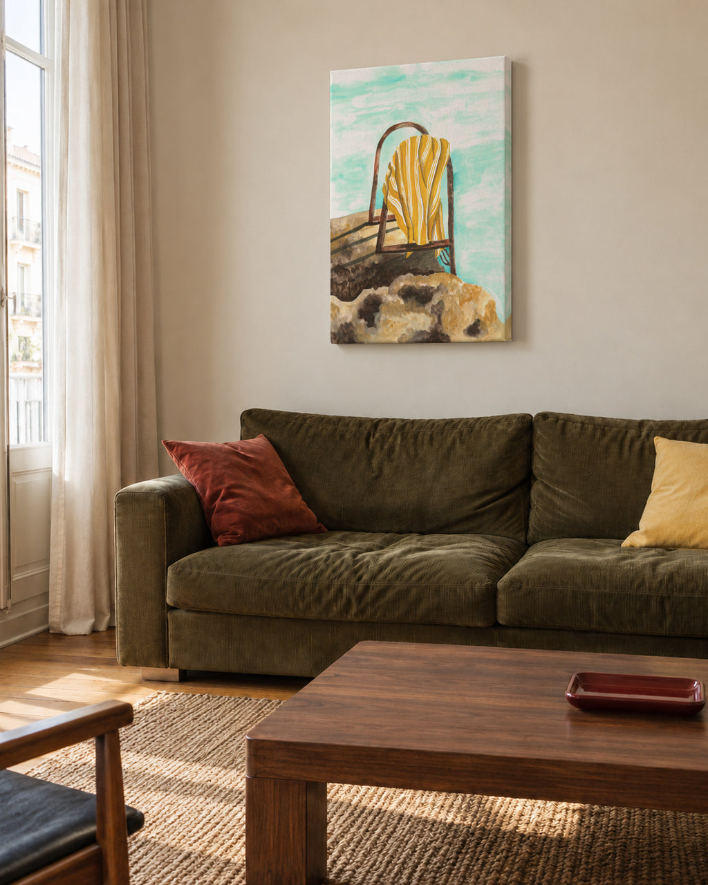 Into Endless Blue - Unframed canvas in an interior
