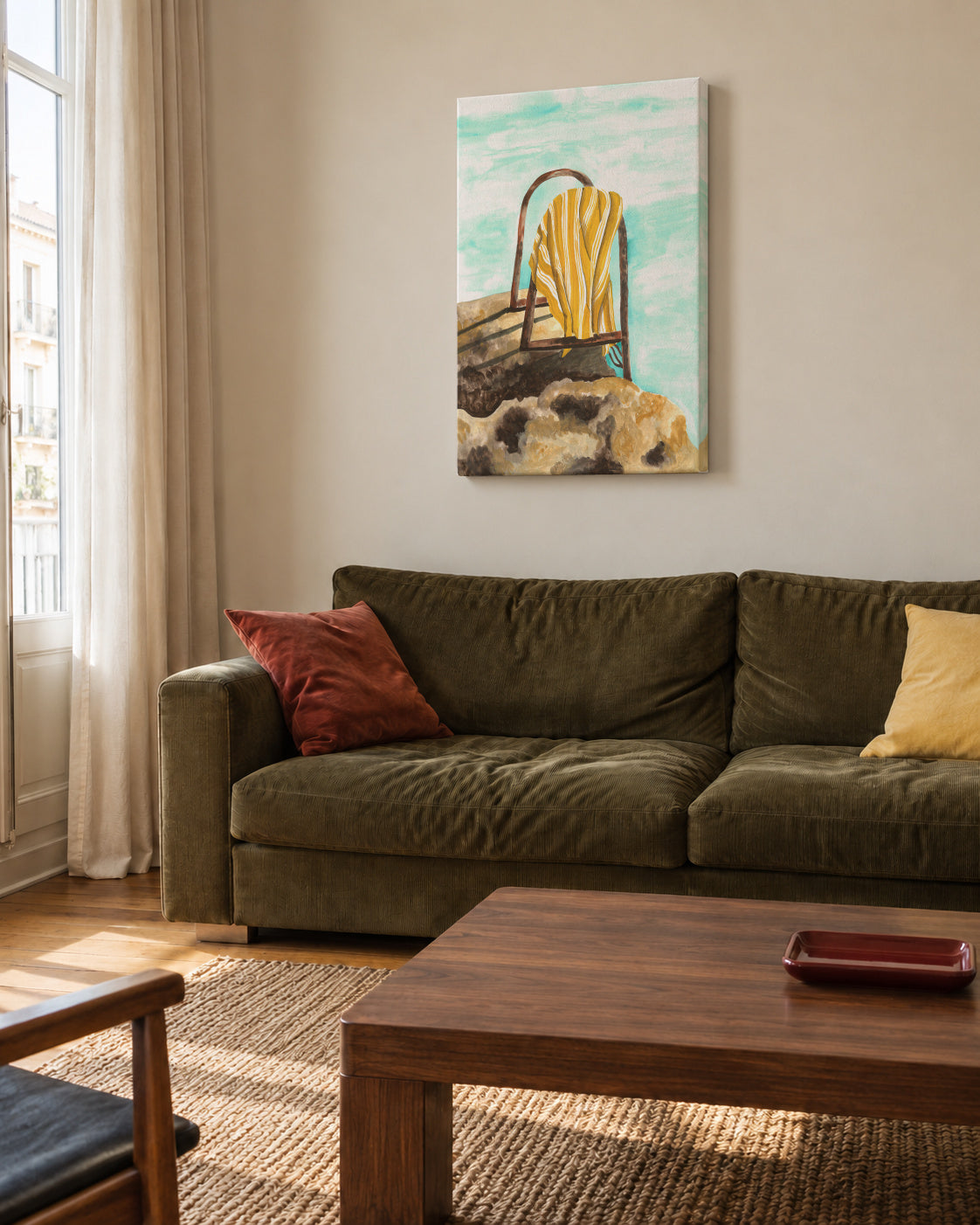 Into Endless Blue - Unframed canvas in an interior