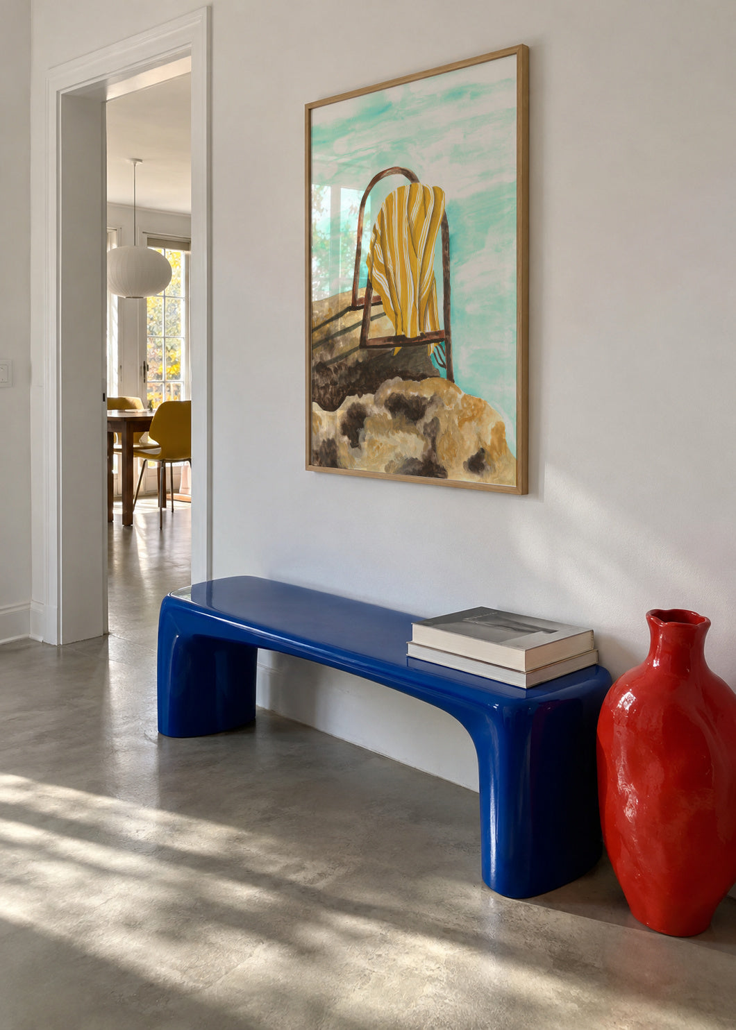 Into Endless Blue - Framed poster in an interior