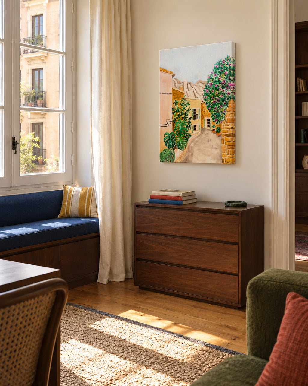 Fornalutx Village - Unframed canvas in an interior