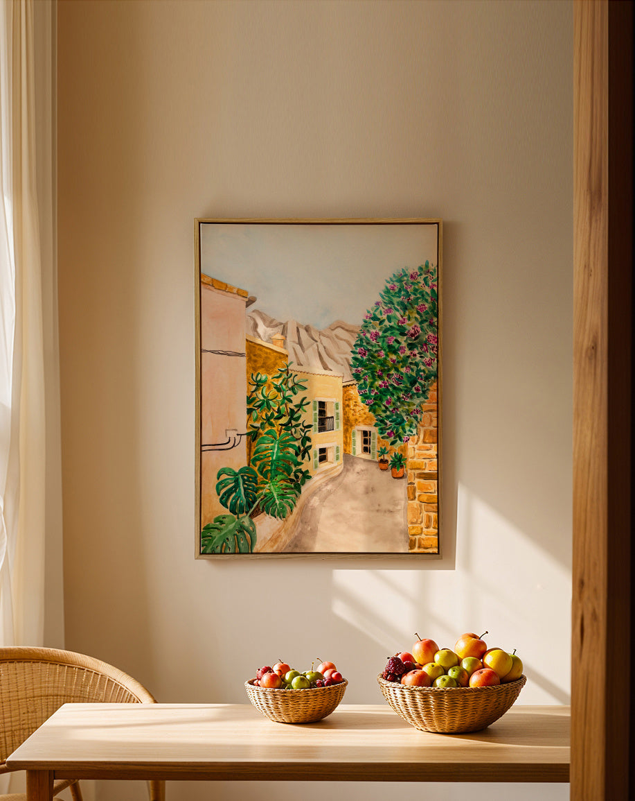Fornalutx Village - Framed canvas in an interior