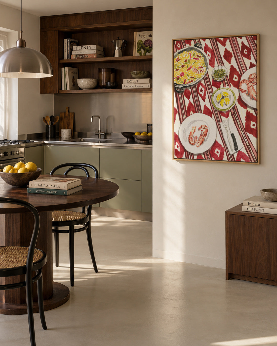 Mediterranean Paella Table - Framed canvas in an interior