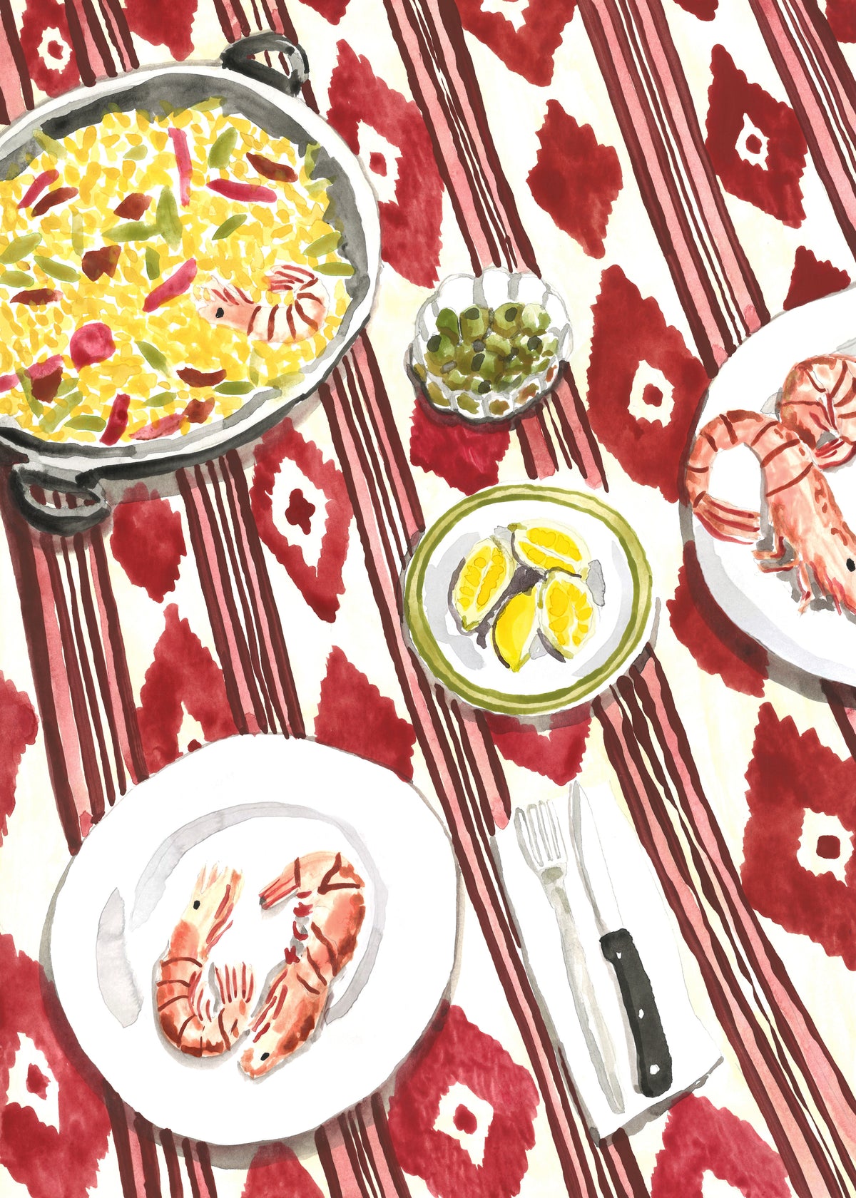 Mediterranean Paella Table - Unframed art print
