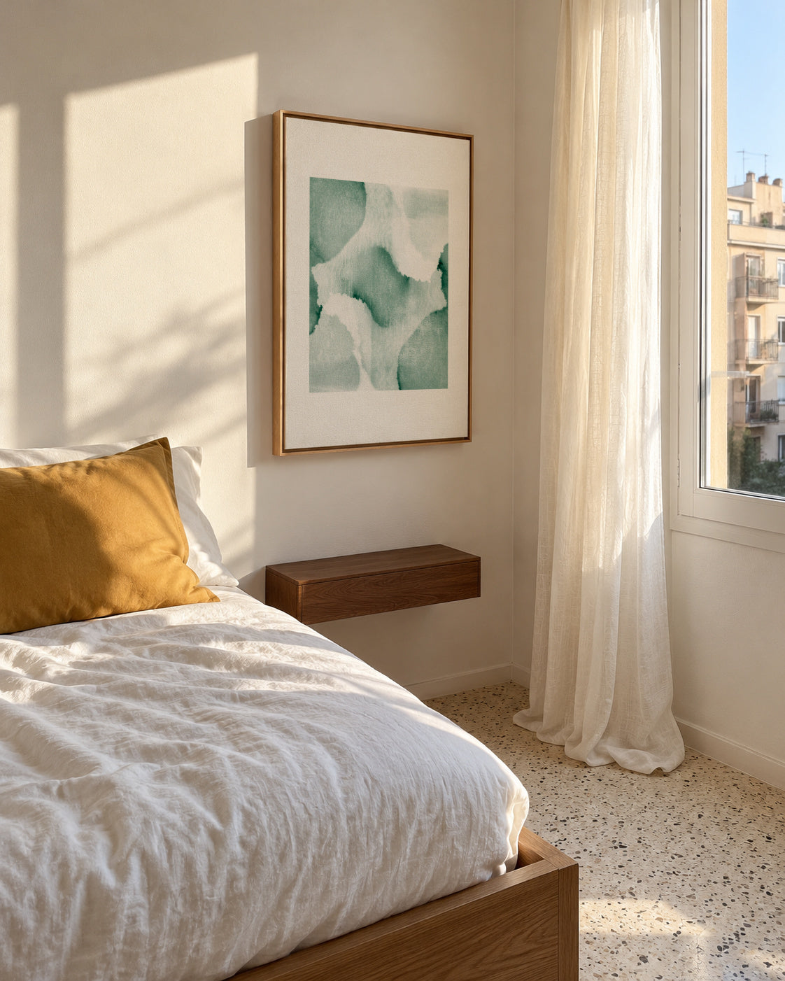 Watercolor V - Framed canvas in an interior