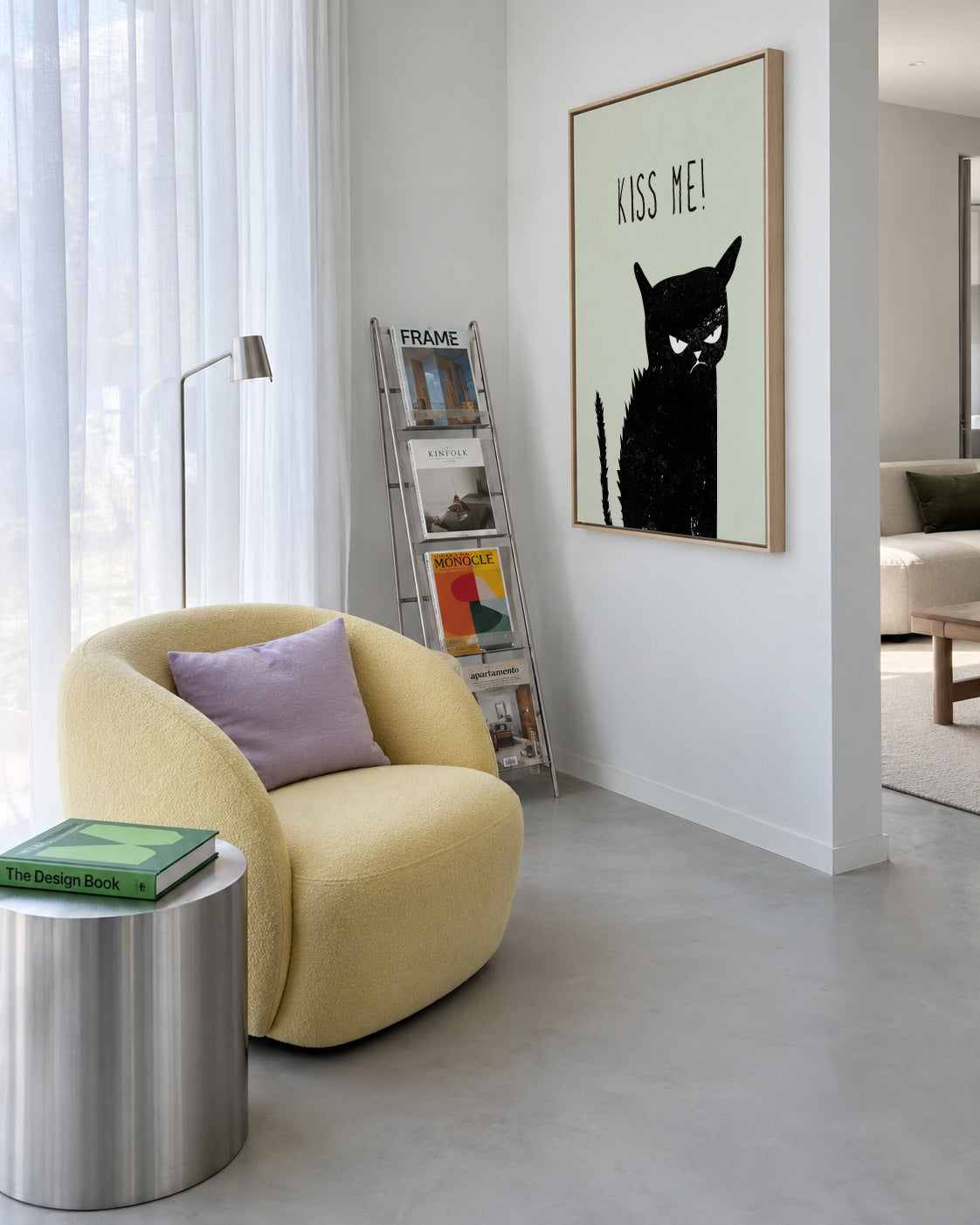 Kiss me cat - Framed canvas in an interior