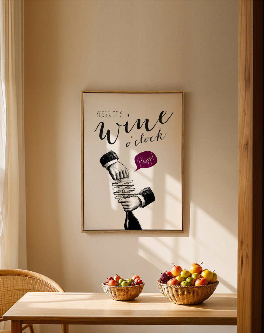 Wine o'clock - Framed canvas in an interior