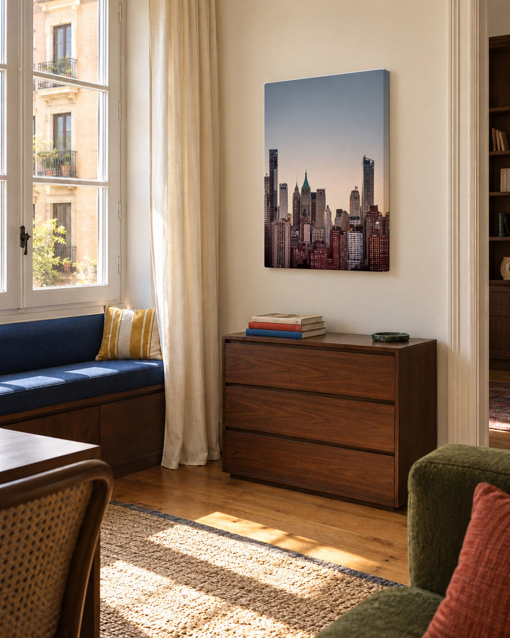 Skyscrapers - Unframed canvas in an interior
