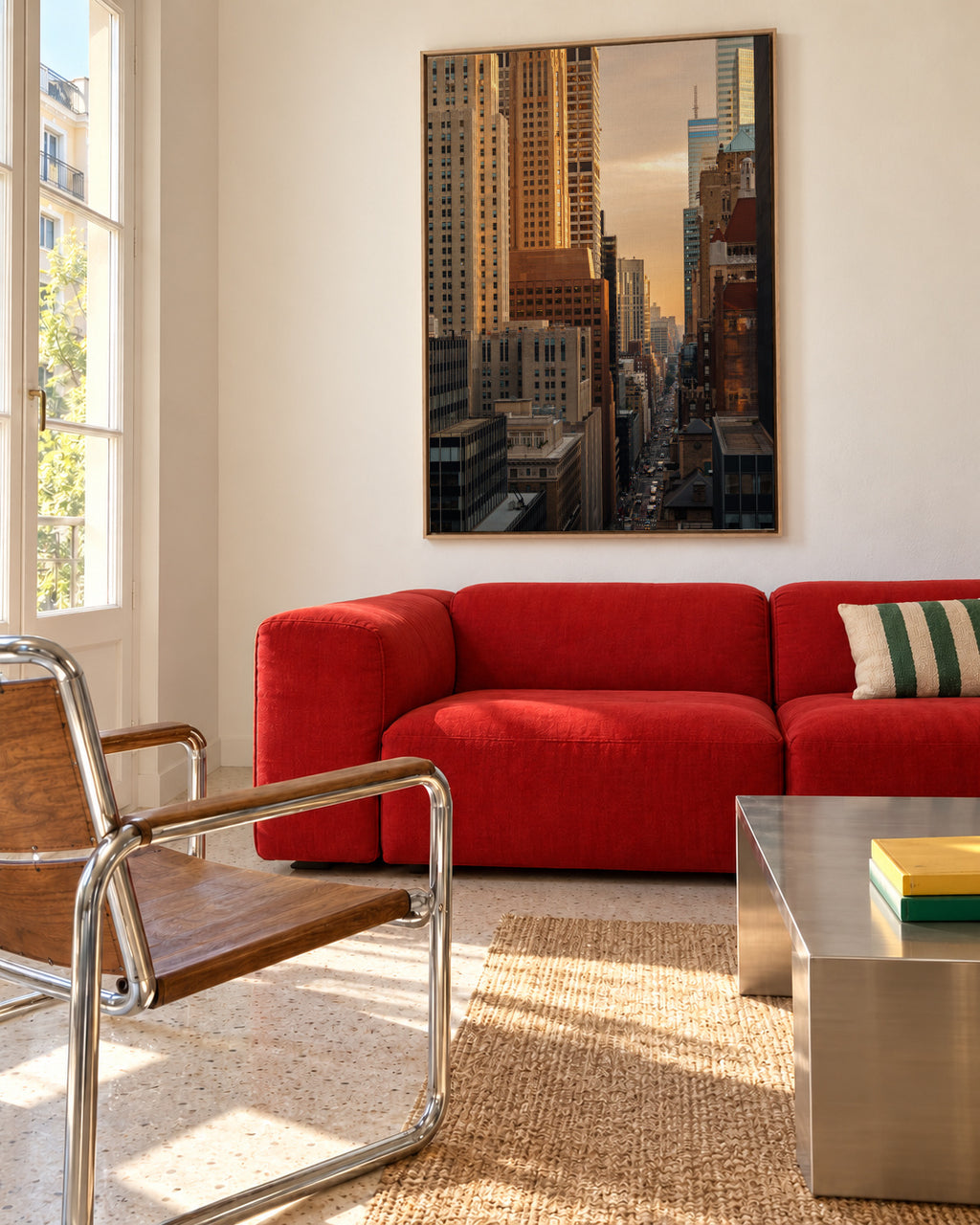 City Morning - Framed canvas in an interior