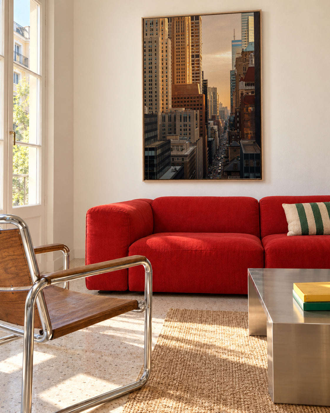 City Morning - Framed canvas in an interior