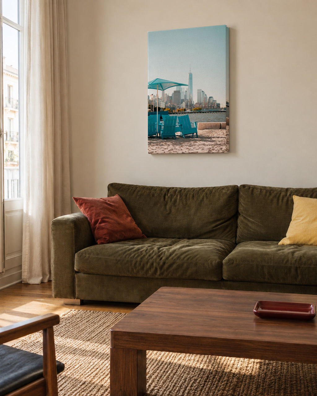 City Beach Day - Unframed canvas in an interior