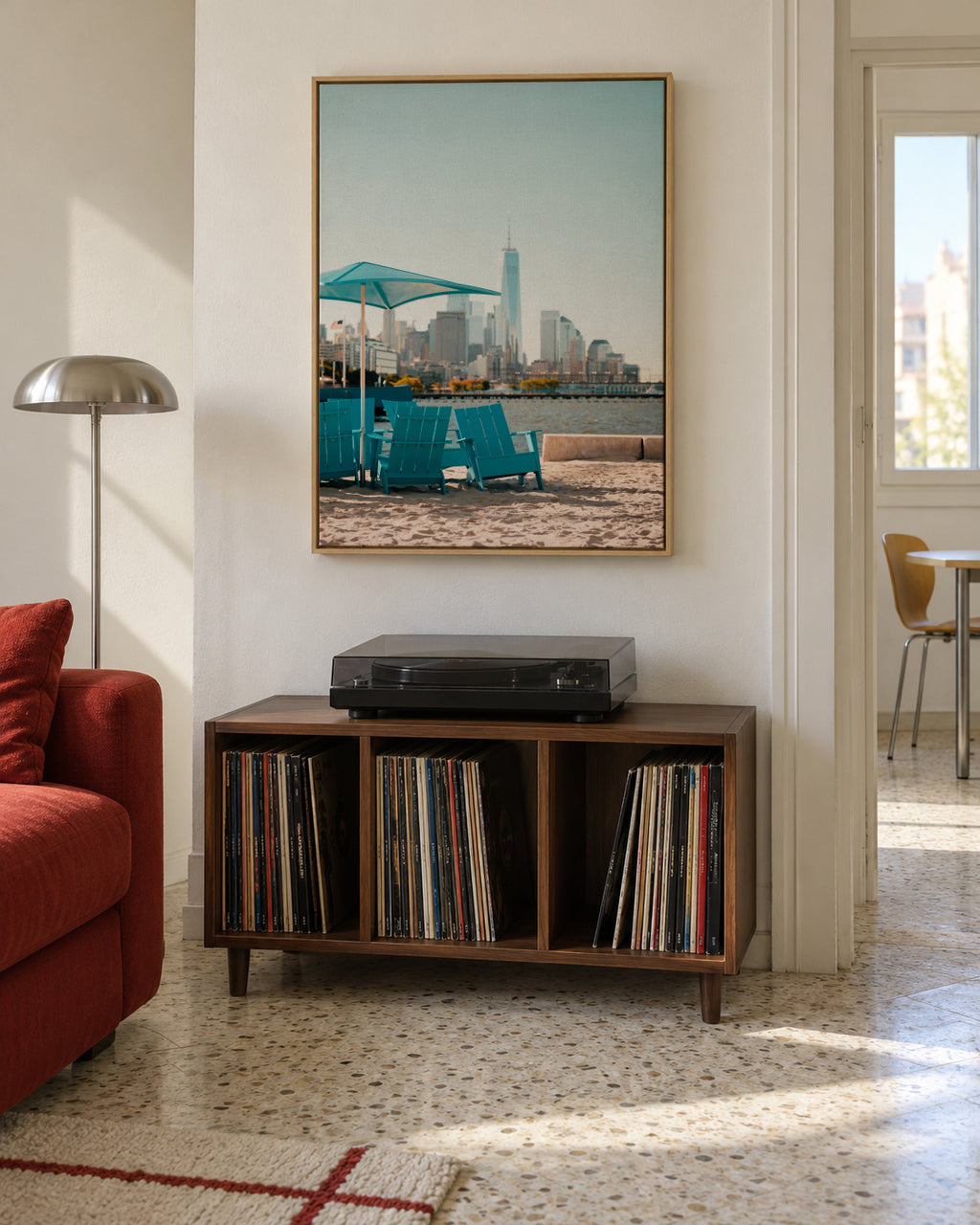 City Beach Day - Framed canvas in an interior