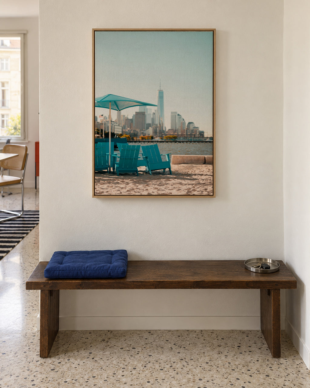 City Beach Day - Framed canvas in an interior
