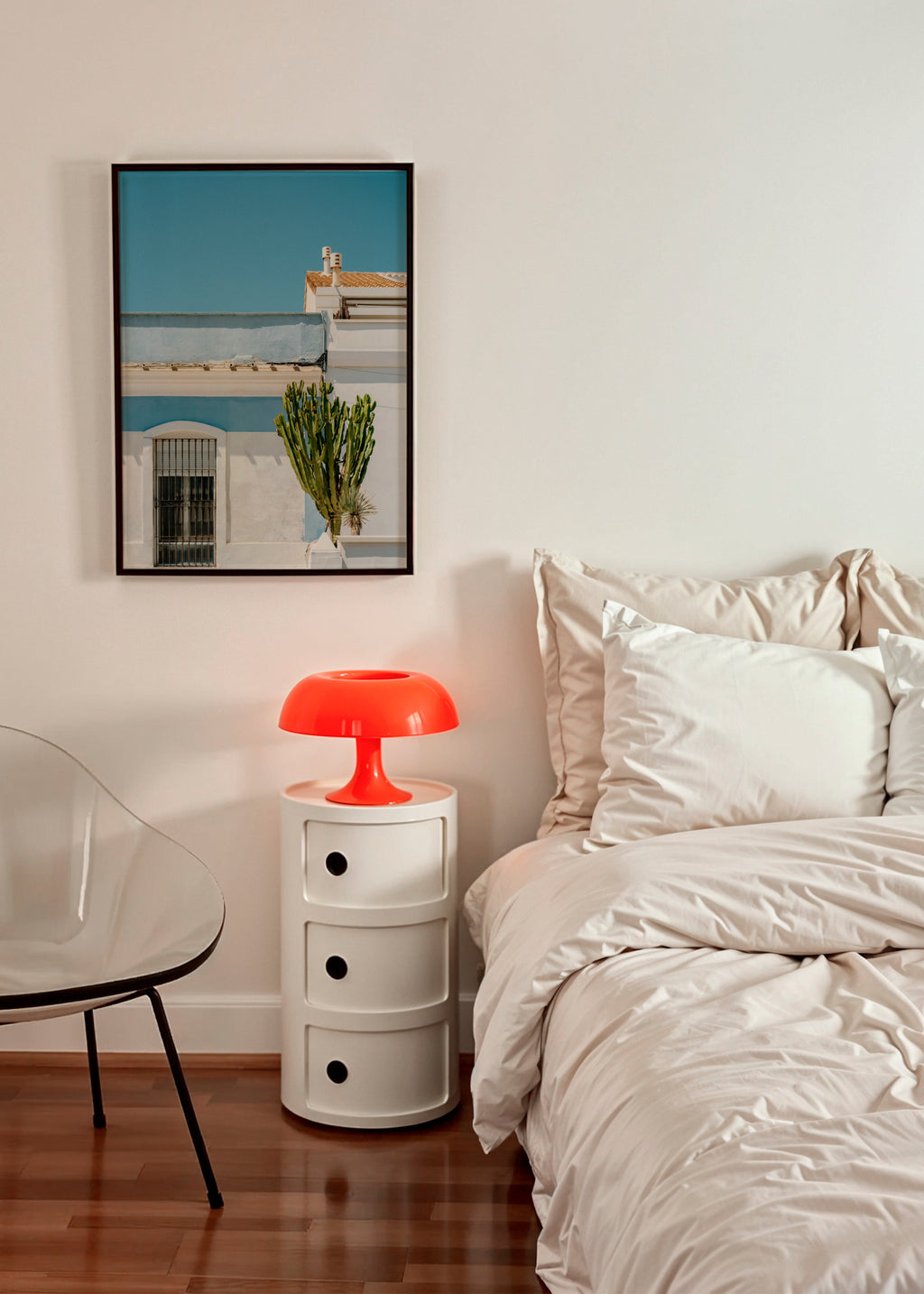 Plants on Pastel - Framed poster in an interior