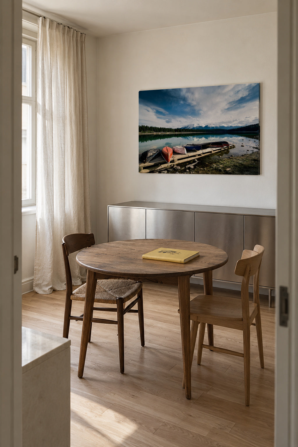 Canoes - Unframed canvas in an interior