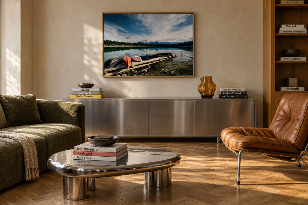 Canoes - Framed canvas in an interior