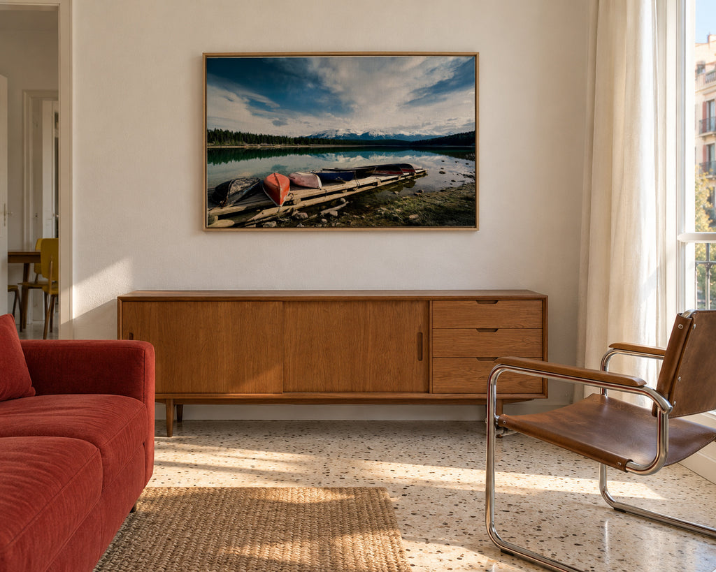Canoes - Framed canvas in an interior
