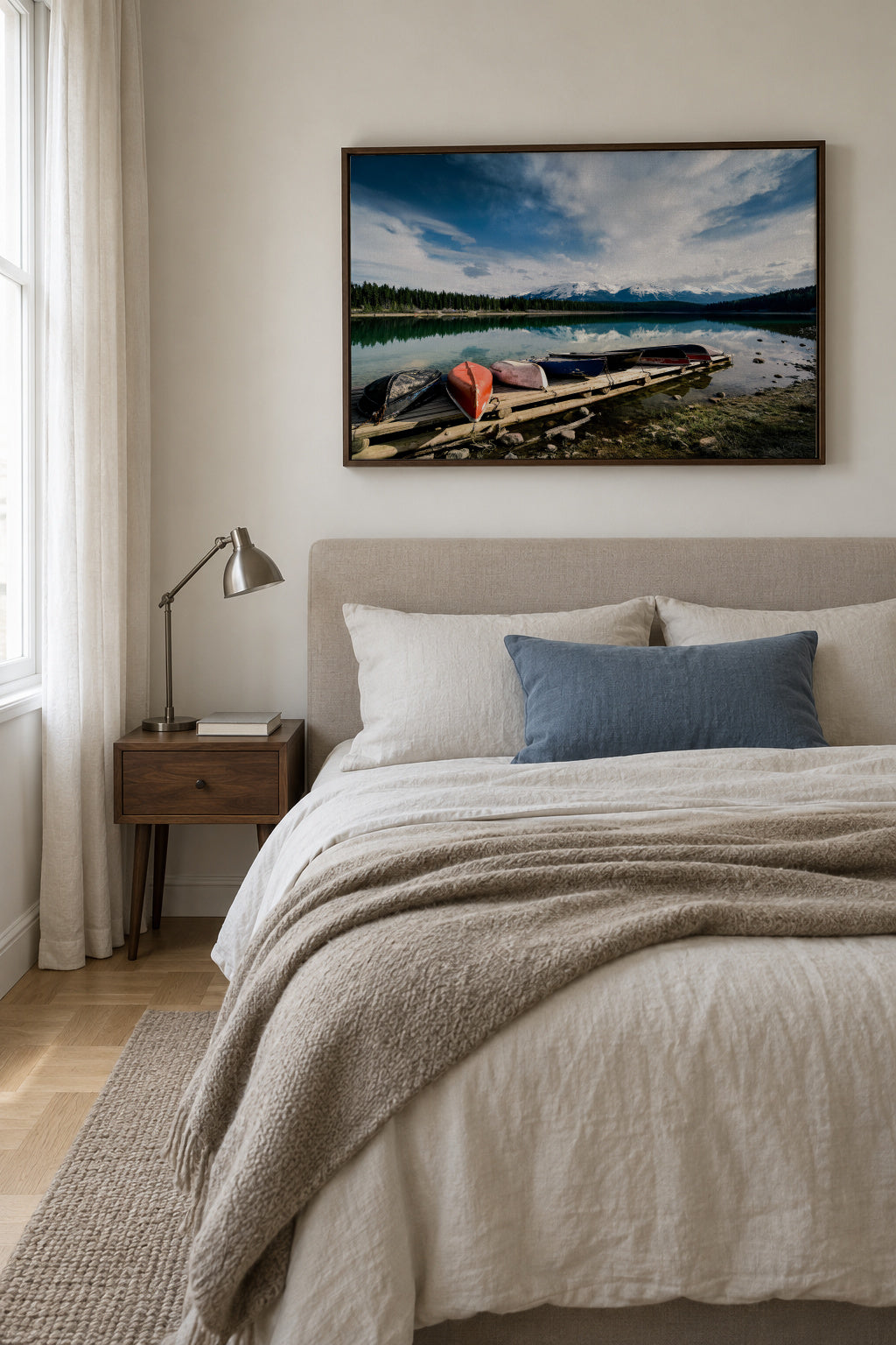 Canoes - Framed canvas in an interior