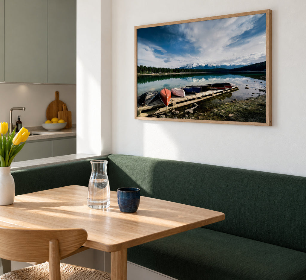 Canoes - Framed poster in an interior