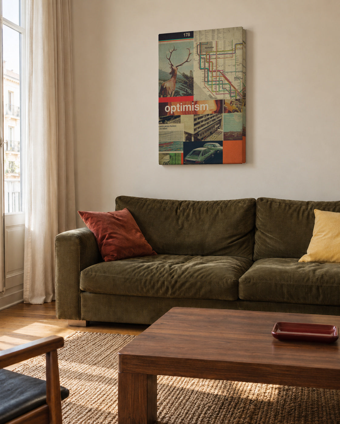 Optimism - Unframed canvas in an interior