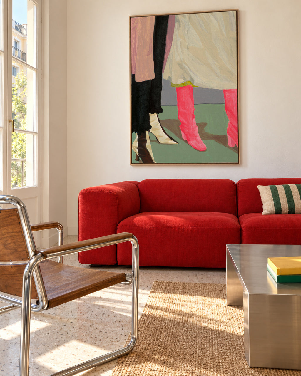 Siblings II - Framed canvas in an interior