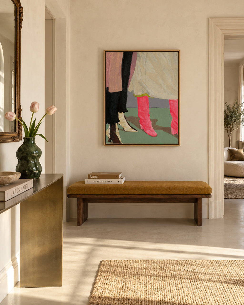 Siblings II - Framed canvas in an interior