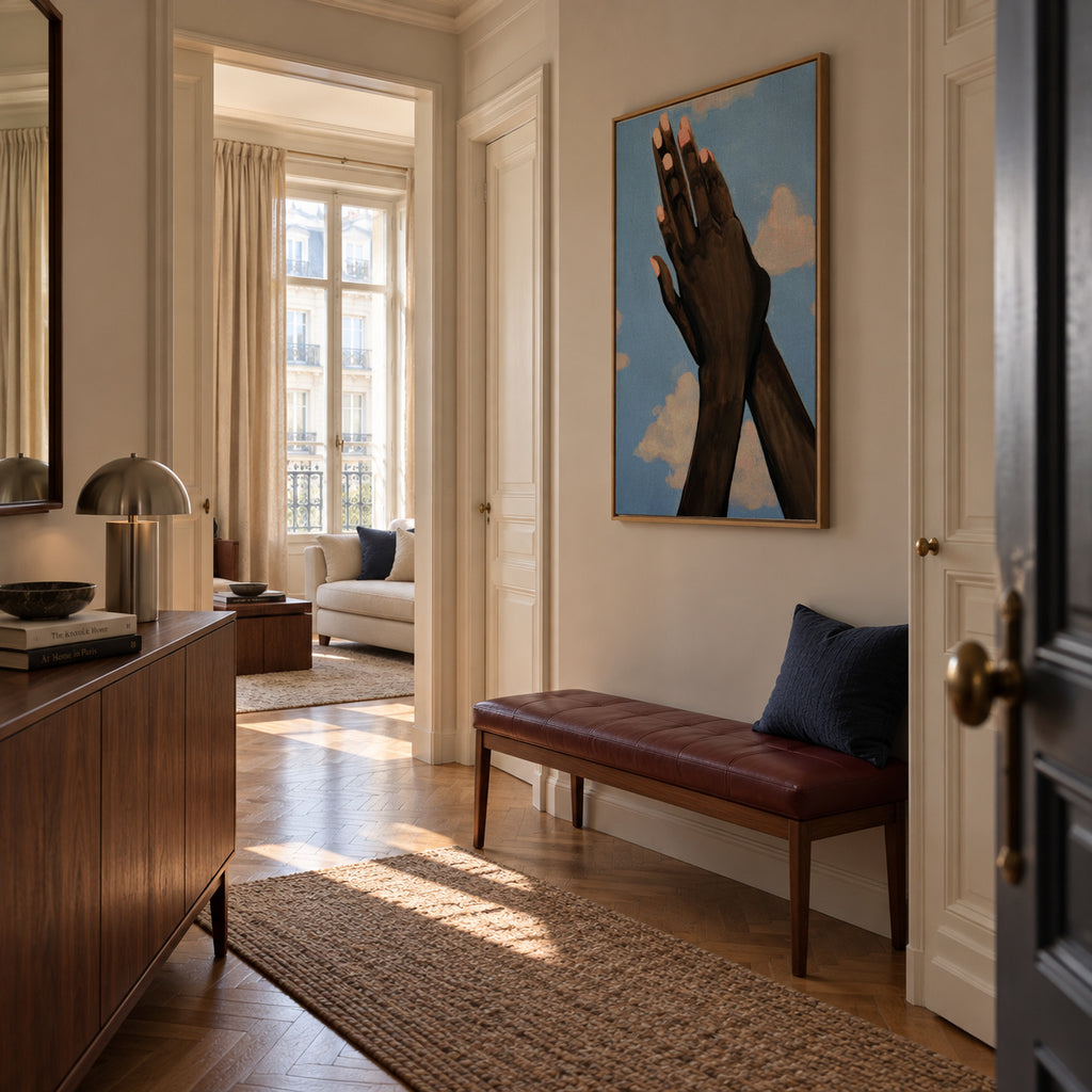 Himmel blau - Framed canvas in an interior