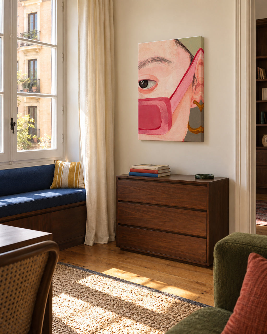 Hidden-smiles - Unframed canvas in an interior
