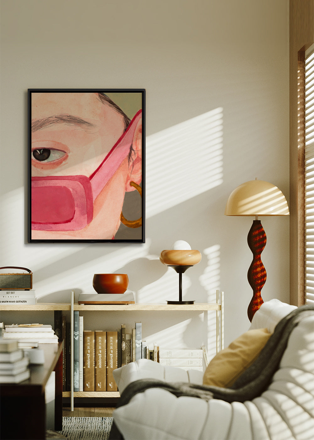 Hidden-smiles - Framed canvas in an interior