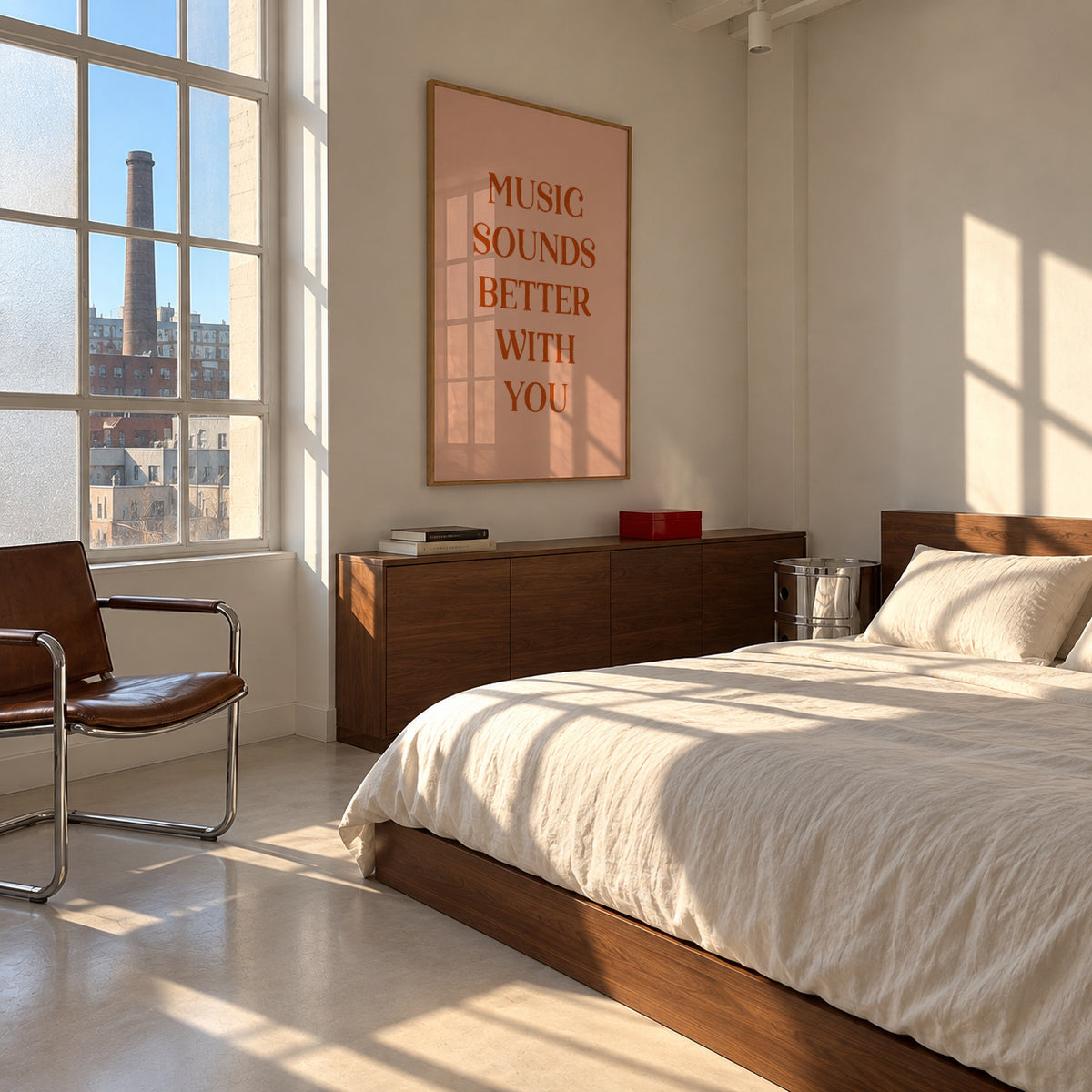 Music sounds better with you - Framed poster in an interior